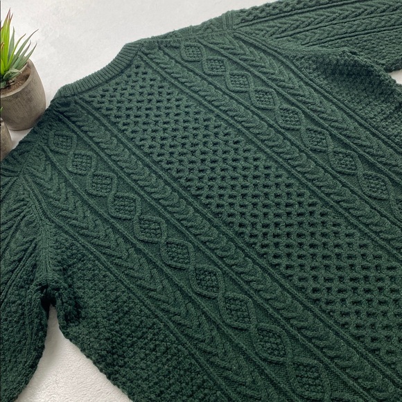 Uniqlo Low Gauge Multi Knit Crewneck Long Sleeve Pullover Sweater (Dark Green) - Picture 4 of 16